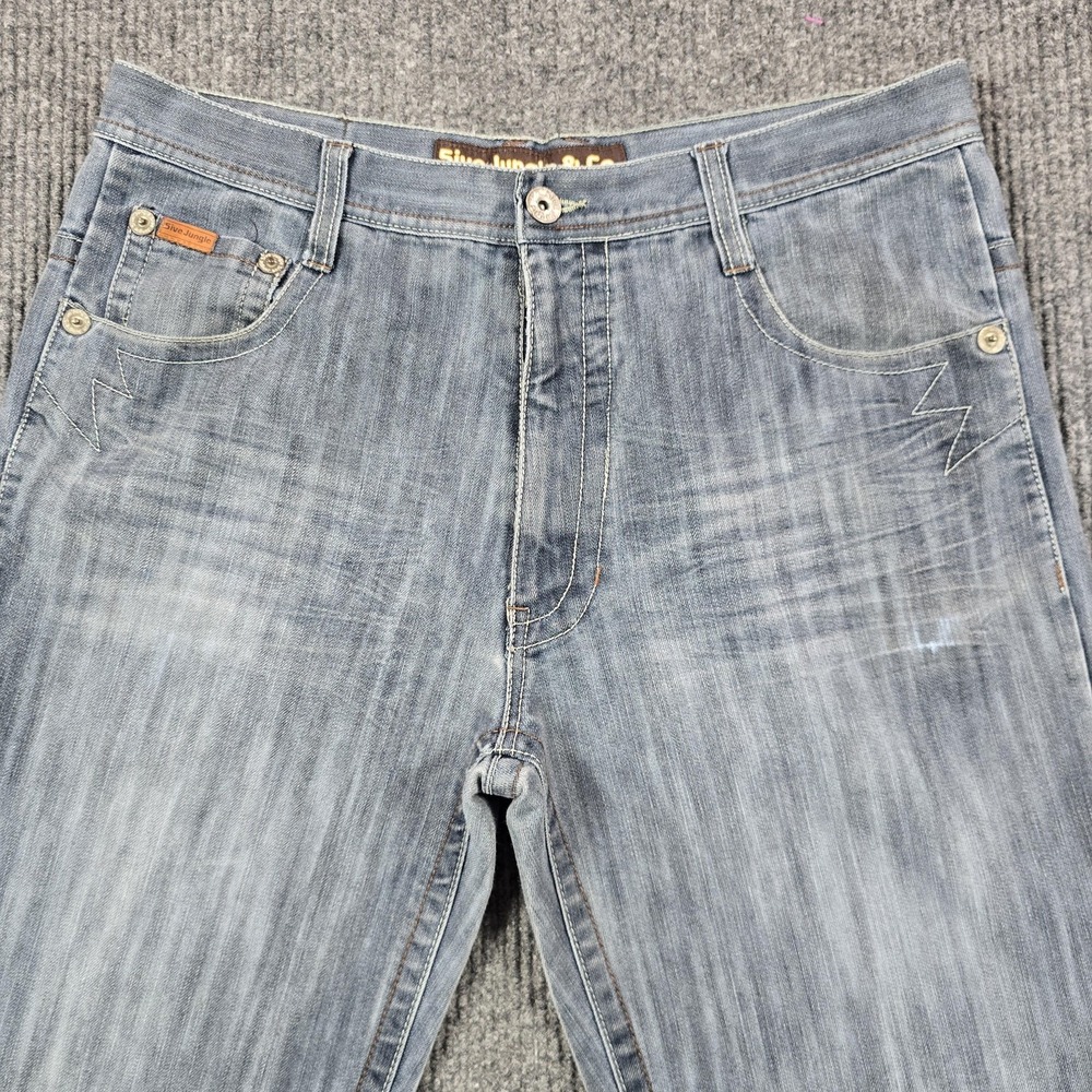 Baggy 5ive Jungle & Co. Jeans Mens 38x32 Blue Light Wash Straight‎ Denim Pockets